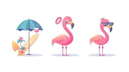 Obraz premium Cute flamingos on vacation