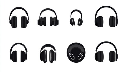Various black headphone icons