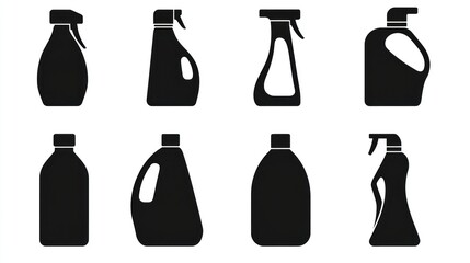 Vector graphic of various cleaning product bottles