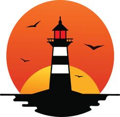 lighthouse silhouette vector illustration