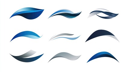 Abstract blue and grey wave design collection