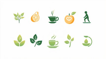 Collection of healthy lifestyle icons