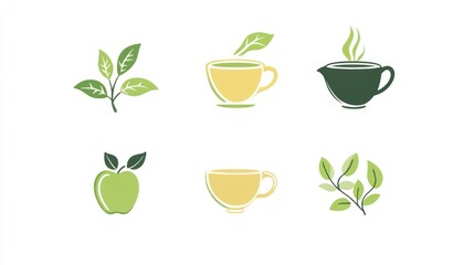 Simple tea-themed icons