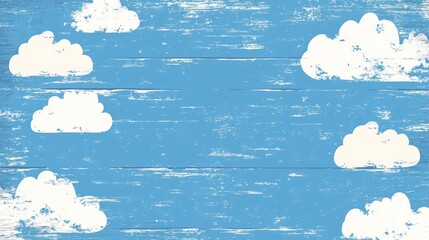 Light blue wooden planks with white clouds