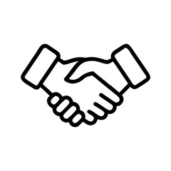 Handshake Icon in Silhouette Style Representing Agreement, Partnership, or Deal on a White Background
