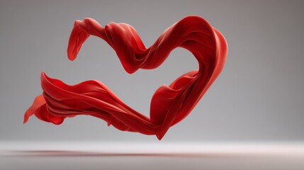Fototapeta premium Abstract Red Fabric Flowing in Dynamic Curves