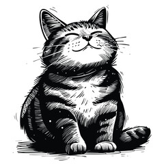 Cute black cat cartoon vector illustration with a funny sketch design