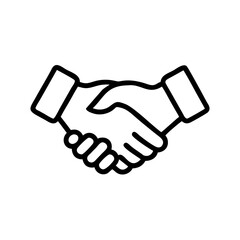 Handshake Icon in Silhouette Style Representing Agreement, Partnership, or Deal on a White Background