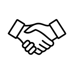 Handshake Icon in Silhouette Style Representing Agreement, Partnership, or Deal on a White Background