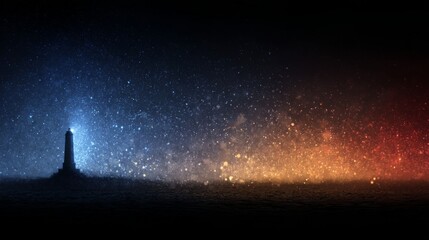 Lighthouse Silhouette in a Starry Night Sky