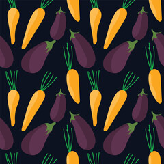 vector eggplant and carrot pattern design, seamless pattern of vegetable