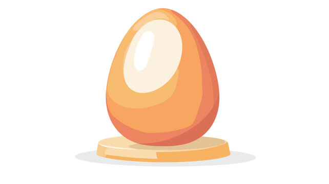 A digital illustration of a single, hard-boiled egg presented on a small round plate. The egg is depicted in a cartoonish style with a pale yellow yolk visible through a centrally located opening