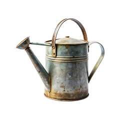 Old Weathered watering can isolated on a transparent background