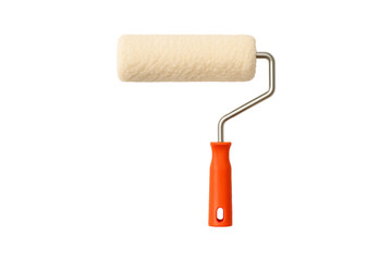 Paint roller with orange handle isolated on transparent background. Ideal for renovation, home...