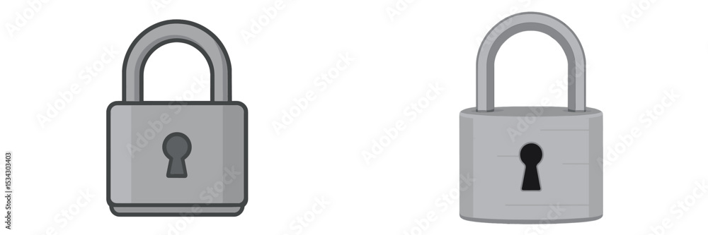 Poster vector flat illustration of two padlocks representing security and protection concepts in a digital 
