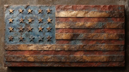Rustic Metal American Flag Wall Art