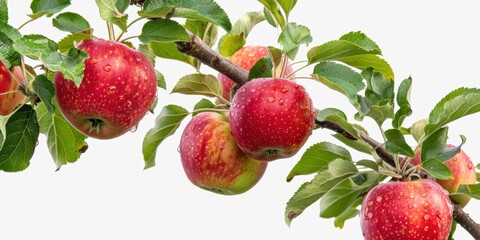 Obraz premium natural organic red apple on trees, white background