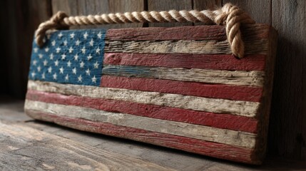 Rustic Wooden American Flag Wall Decor