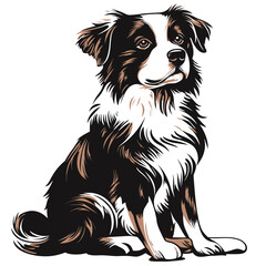 Fototapeta premium Cute black and white Border Collie puppy sitting, isolated on a white background