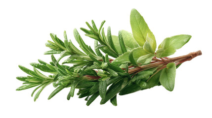 [Transparent Background PNG]Fresh Rosemary and Thyme Herb Bundle