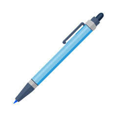 Vector illustration of a ballpoint pen with cap, isolated on white background. School icon