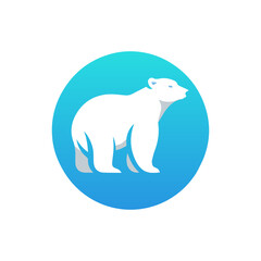 polar bear vector logo in blue circle