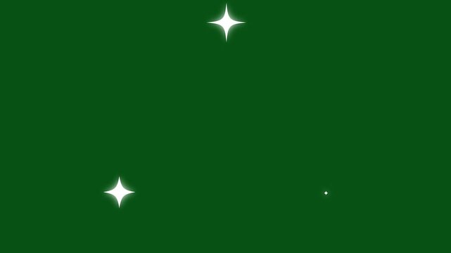 Twinkling star motion graphics with green screen background. white cartoon, flat, vector, doodles style stars blinking .The sparkling effects or magical appearance 4k animation