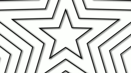 Black and white animated star growing pattern waves background