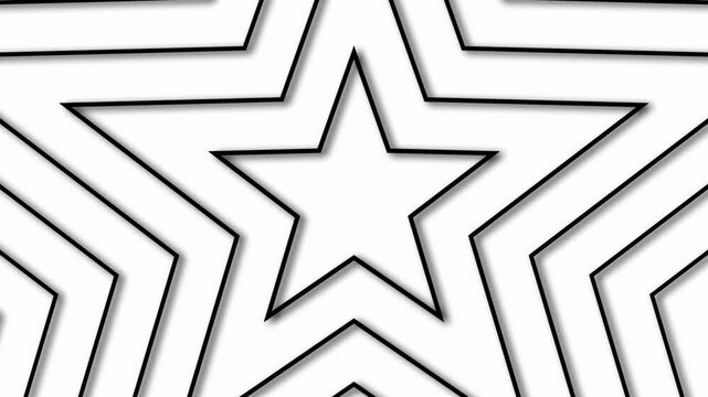 Black and white animated star growing pattern waves background