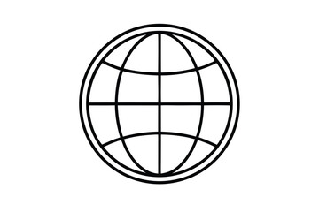 Simple Black Outline Globe Icon Depicting World, Global Network, Connectivity, and Technology