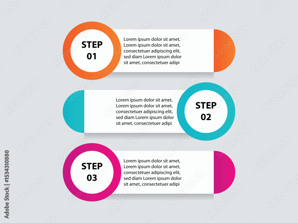 Poster 3 step process infographic template with line direction and icons can be used for workflow layout, b