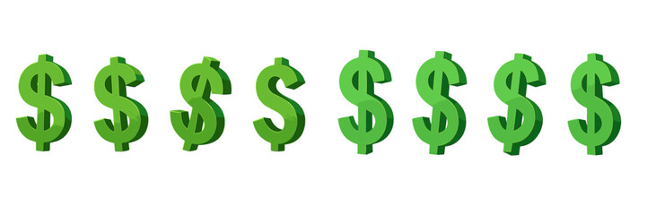 Obraz premium Green dollar signs create a pattern indicating wealth and financial growth in a vector flat illustration