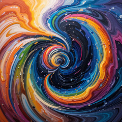 Colorful swirling abstract pattern with vibrant hues and dynamic movement