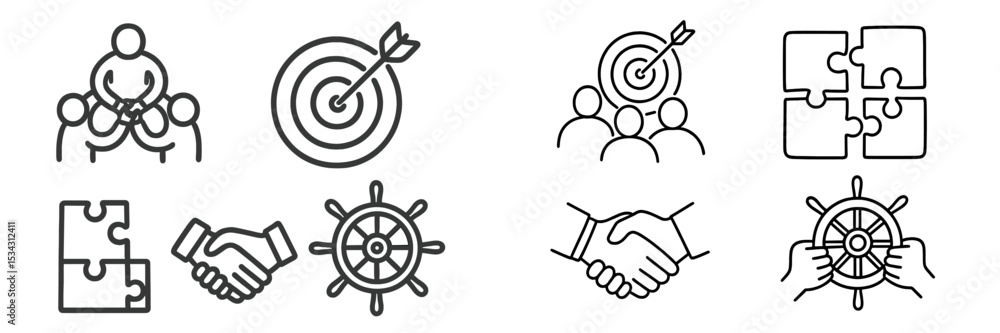 Poster vector flat illustration depicting teamwork, collaboration, and problem-solving in a professional en