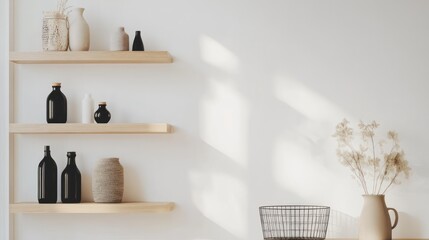 Obraz premium Minimalist shelving unit with decorative items