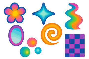 Obraz premium Colorful vector flat illustration featuring abstract shapes and designs on a simple background for creative projects