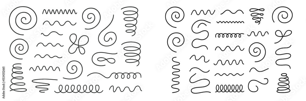Poster Vector flat illustration of various swirls and curls designed for creative projects and artistic expressions
