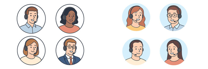 Diverse group of people engaged in remote customer support in modern office setting