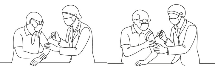 Healthcare providers administer vaccinations in a clinical setting during a public health initiative