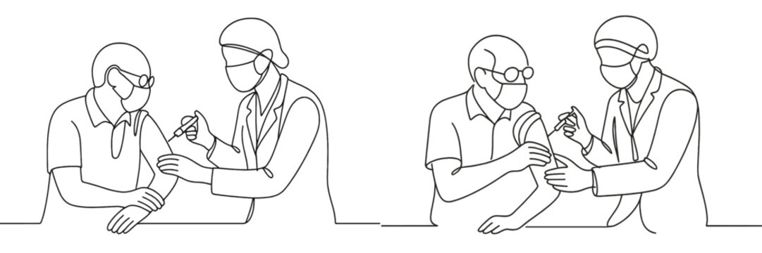 Healthcare providers administer vaccinations in a clinical setting during a public health initiative