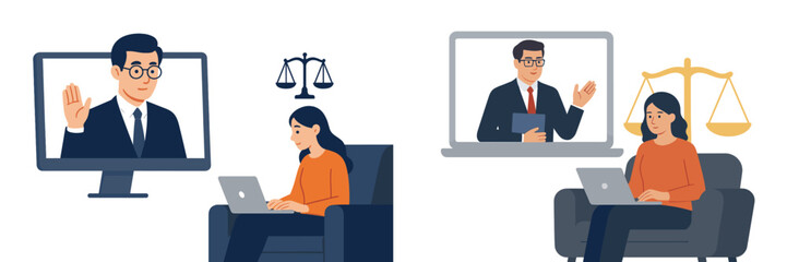 Online legal consultation between a lawyer and client in a modern virtual setting