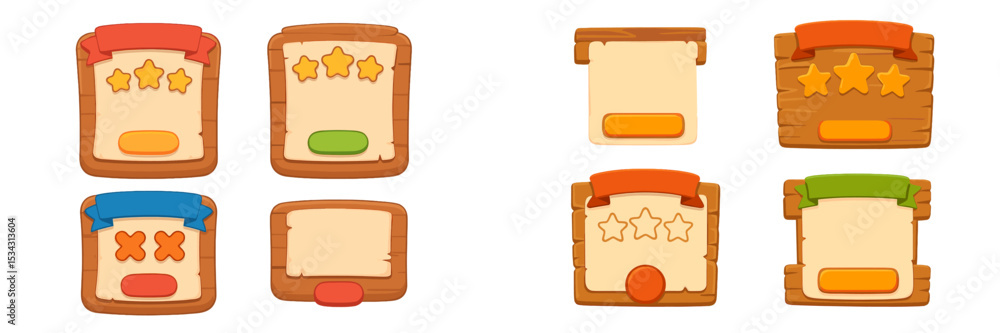 Fototapete Colorful game interface elements designed for user interaction in a playful environment featuring various rating systems