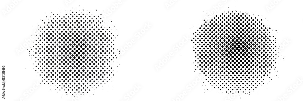 Aufkleber Vector flat illustration of two abstract halftone circles against a white background displaying a modern design style