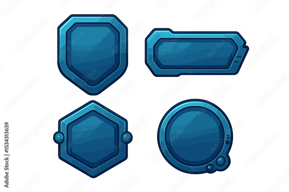 Poster Vector flat illustration of various geometric shapes in blue color suitable for digital design and user interface