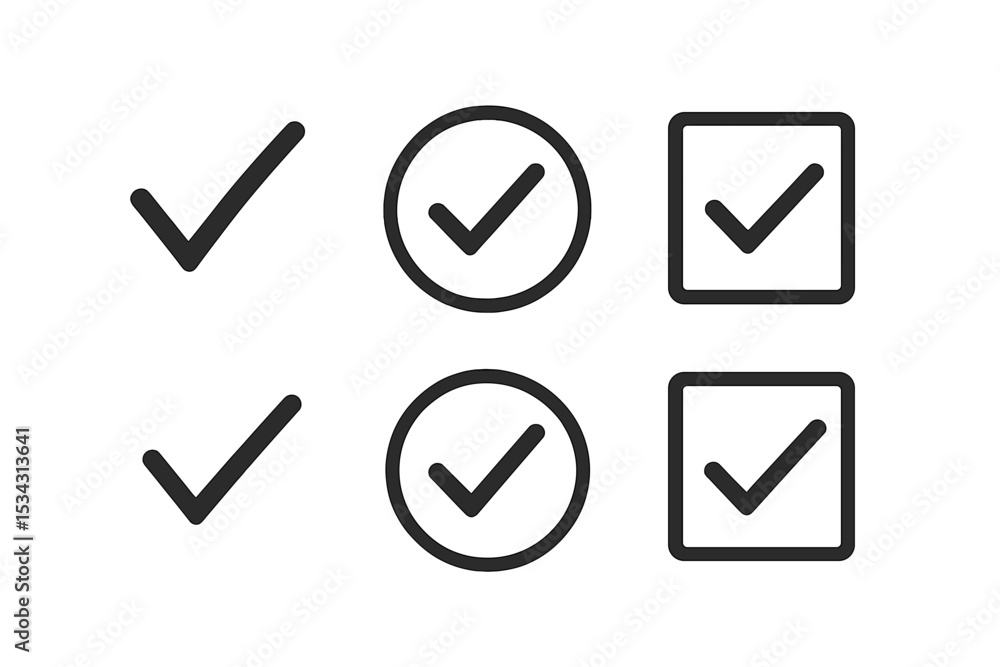Poster Vector illustration of various checkmarks and ticks in different styles for use in designs and user interfaces