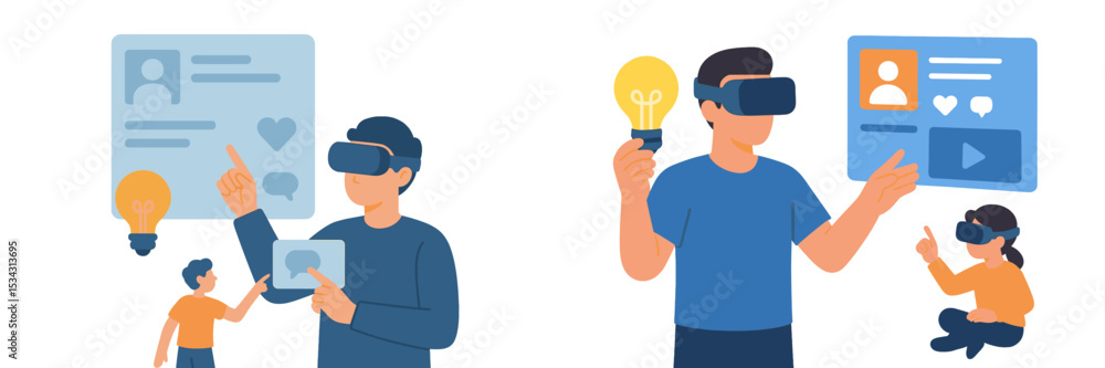 Aufkleber engaging with virtual reality technology for interactive learning and creativity