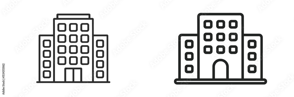 Poster modern vector flat illustration of two distinct building designs showcasing contemporary architectur