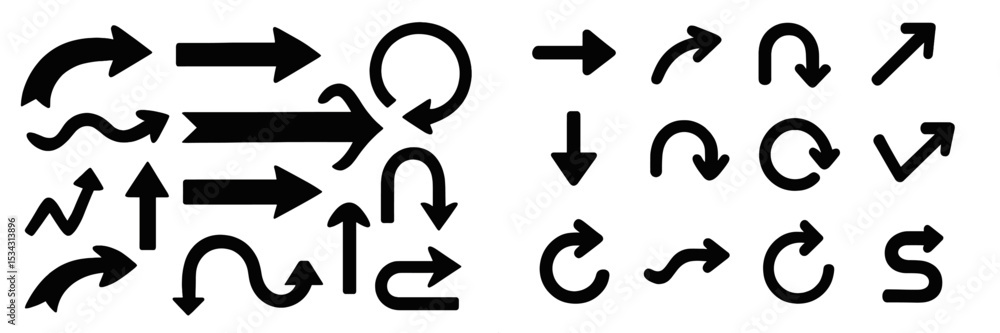 Aufkleber Various directional arrows in vector flat illustration showcasing diverse navigation concepts for graphic design elements