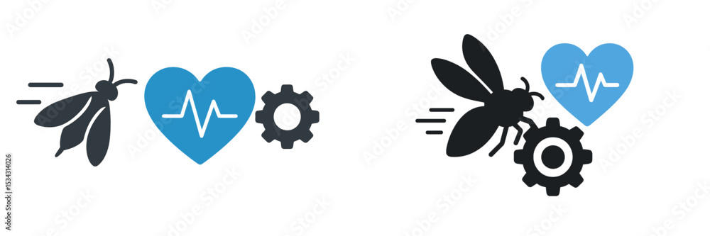 Poster vector flat illustration showing bees as symbols of health and technology in a creative design enhan