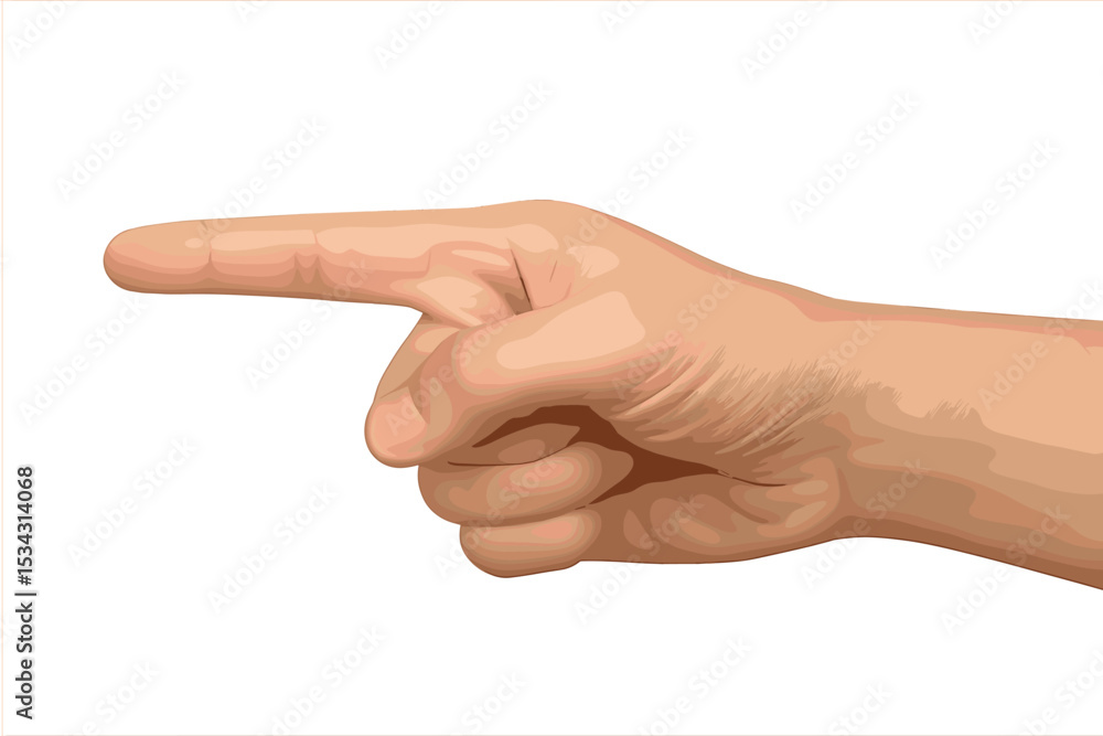 Poster Hand gesturing forward with index finger pointed in a flat vector illustration with a plain background